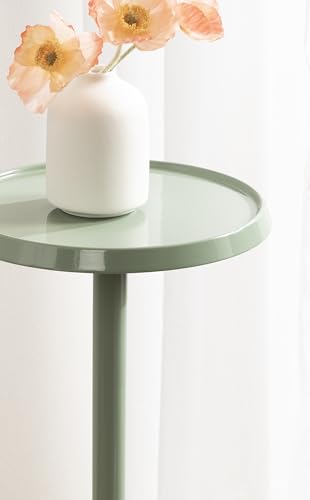 Kate and Laurel Sanzo Green Modern Round Metal Pedestal Table 9x9x23 - Indoor Plant or Drink Stand