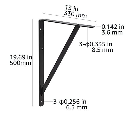 Heavy Duty Metal Shelf Brackets 20 x 13 Inches Black Steel Wall Mounts