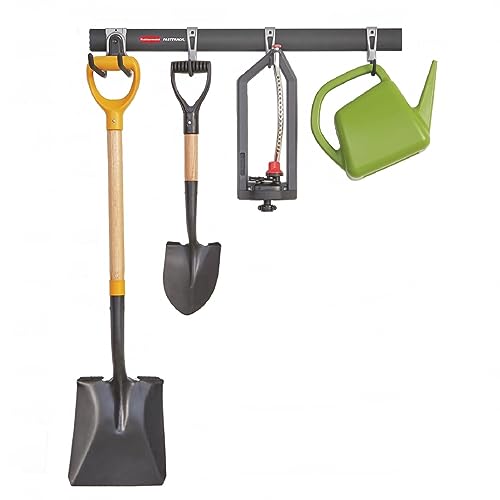 Rubbermaid FastTrack Garage Storage Utility Hooks Kit - 1 Rail & 4 Hooks, Heavy Duty Black