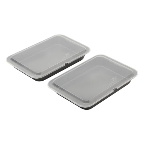 GoodCook 2-Piece Nonstick Steel 13x9 Cake Baking Pans with Lids - Gray