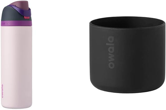 Owala FreeSip Insulated Stainless Steel Water Bottle - 24 Oz with Anti-Slip Silicone Boot | Black