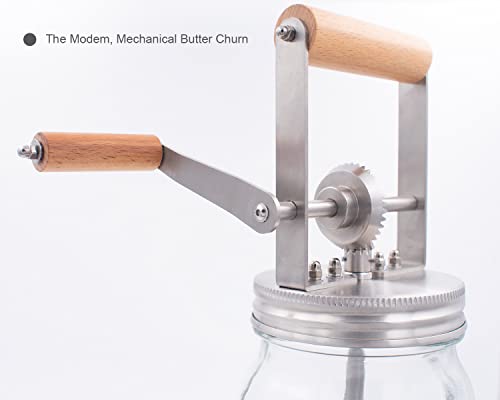 Premium 32oz Glass Butter Churner - Hand-Crank Food Maker for Homemade Butter