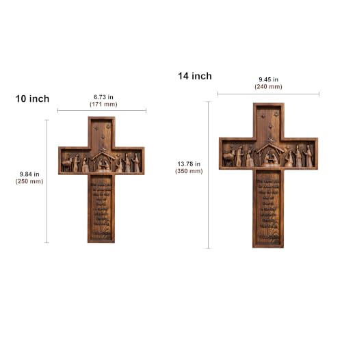 13.78in Handmade Catholic Nativity Wall Cross - Christmas Faith Gift