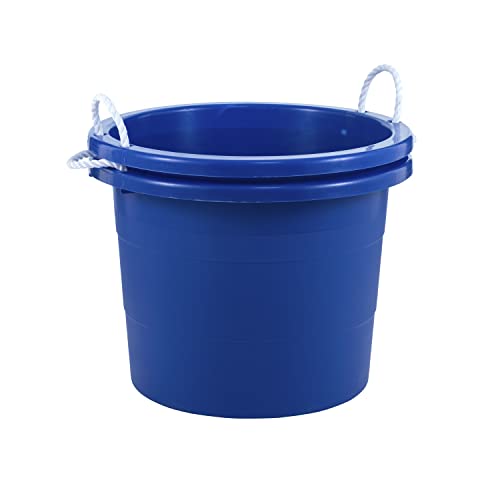 2-Pack Blue Rope Handle Storage Tubs 19 Gallon Heavy Duty Plastic Bins