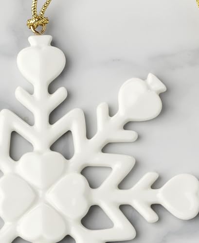 Kate Spade New York Be Jolly Snowflake Christmas Hanging Ornament - Porcelain Holiday Decor
