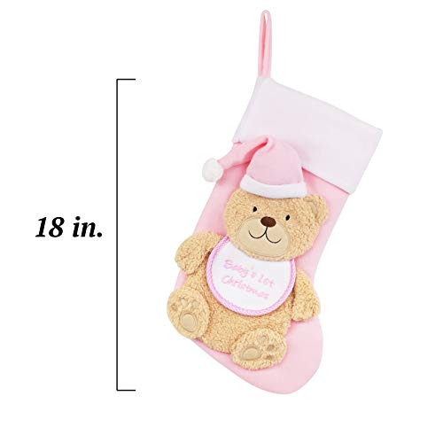 Etistta Baby's 1st Christmas Stocking Pink, 18 Inch Baby Girl & Boy Holiday Decor