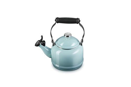 Le Creuset 1.25 Qt. Enamel Steel Demi Tea Kettle Sea Salt - Fast Heating, Whistle