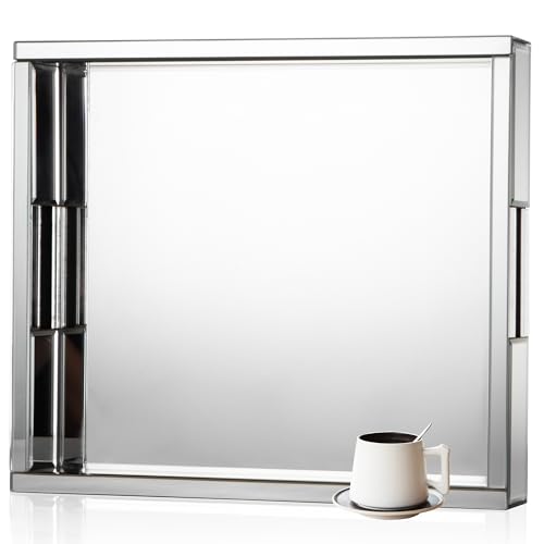 Blingworld Silver Mirrored Decorative Tray 16x14x2.4 for Home Organization