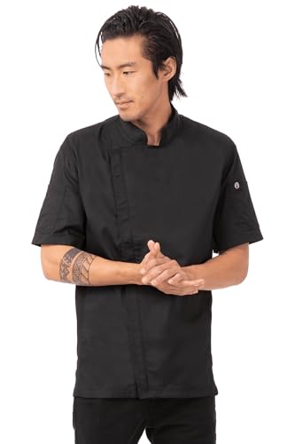 Chef Works Men's Springfield Chef Coat Black Large Uniform Kitchen Workwear