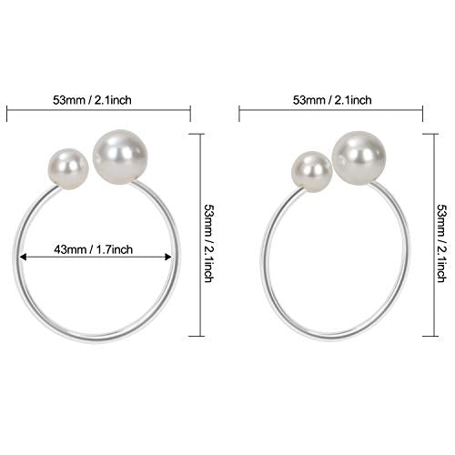 KPOSIYA Pearl Napkin Rings Set of 100 Silver Holder for Table Decor