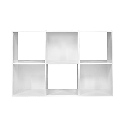 White 6-Cube Storage Shelf Organizer - Stackable Cube Organizer for Closet, Bookshelf, and Home Storage