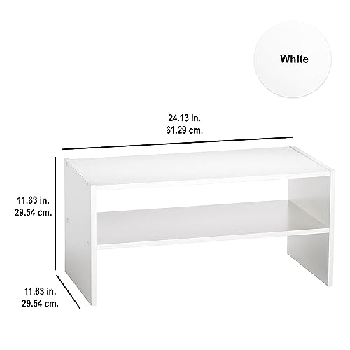 White 24-Inch Horizontal Stackable Closet Organizer Shelf Storage