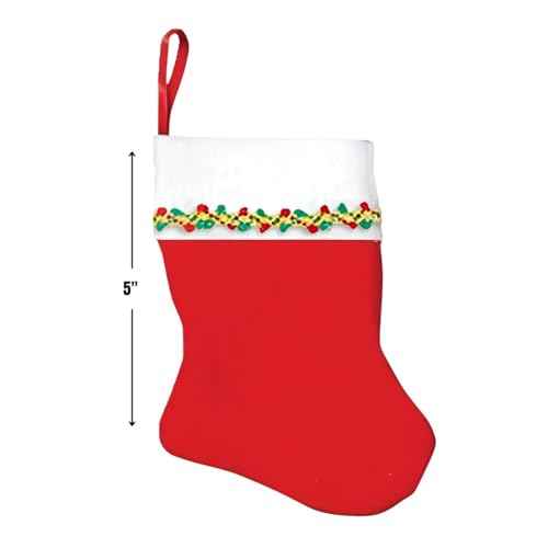 Amscan Santa's Delight Red & White Mini Felt Christmas Stockings - 5" (Pack of 6) - Perfect For Festive Holiday Decor & Gifts