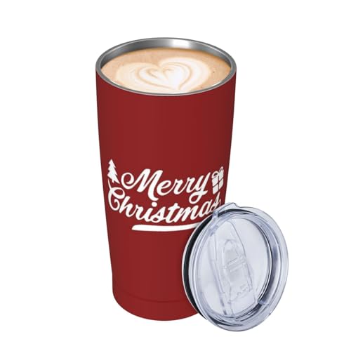 FEYAMYUN Merry Christmas 20oz Tumbler - Red White Stainless Steel Travel Mug with Lid & Straw