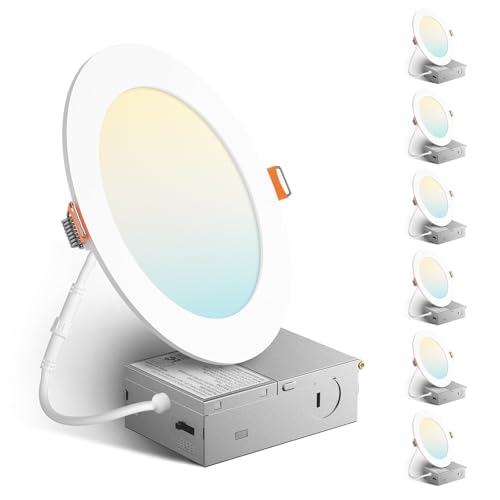 Amico 6 Pack 6 Inch LED Recessed Ceiling Lights, Dimmable, 5-CCT, 1050LM, White / 6 Inch