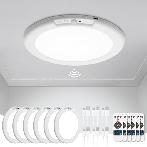 Rechargeable Ceiling Lights 6 Pack with Motion Sensor & Color Change - Round