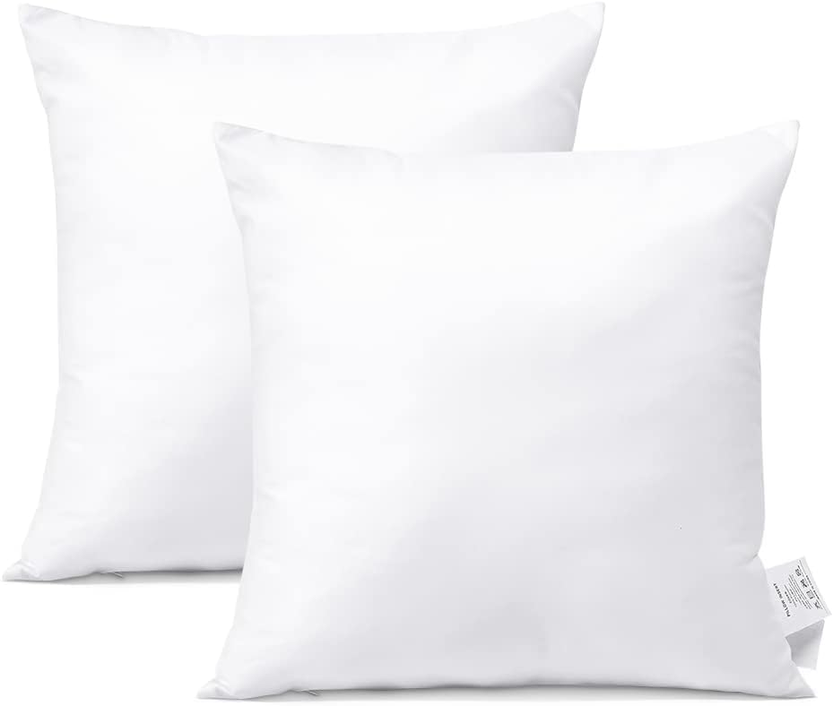 OTOSTAR Outdoor Throw Pillow Inserts - Water Resistant Cushion Pads for Patio & Garden | 18x18 Inch - White (Pack of 2)