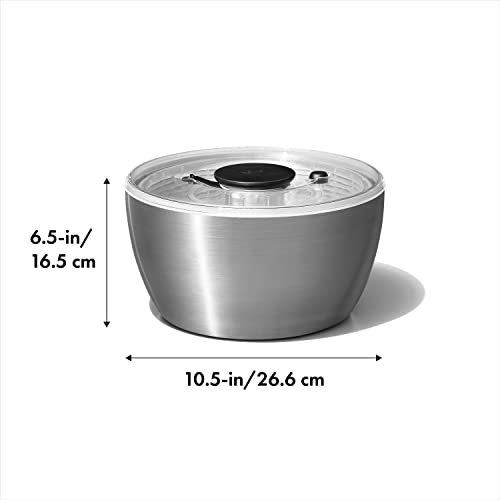 6-2/74-Quart Stainless Steel Salad Spinner with Non-Slip Base & Brake
