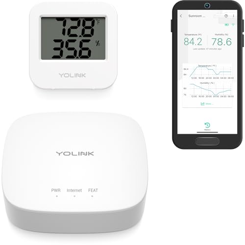 YoLink Indoor Temperature and Humidity Sensor Kit with Hub - Long-Range Wireless