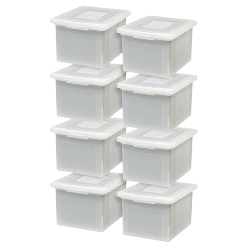 Pearl 35 Qt. Stackable Plastic File Box Organizer with Lids - 8 Pack
