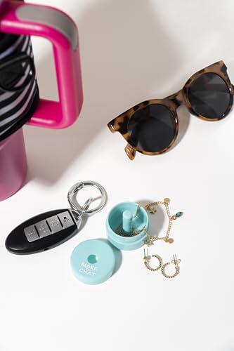 Travel Jewelry Box Case with Keychain - 3-Pack in Grey Mint Turquoise - Small Organizer for Women & Girls