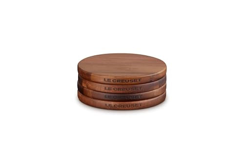 Petite Magnetic Wooden Trivet - 5.5-inch Acacia Heat-Resistant Kitchen Accessory - 4 Pack