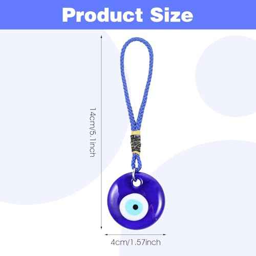4 Pcs Blue Evil Eye Glass Hanging Pendant, Evil Eye Car Hanging Ornament Glass Blue Eyes Decor Car Accessories Eyes Charm for Good Luck Protection Wedding Party Christmas Favors Gift