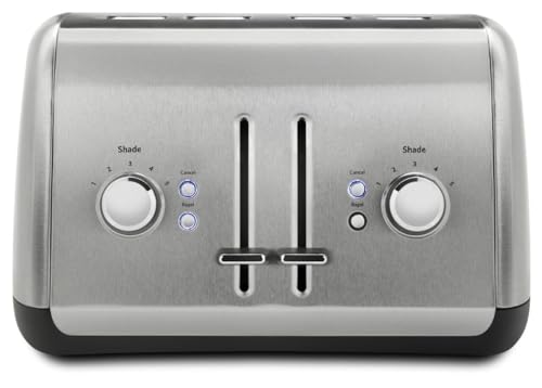 KitchenAid 4-Slice Toaster with Wide Slots & Adjustable Shade, Brushed Stainless
