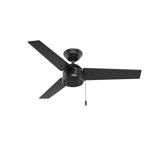 Hunter Cassius 44-inch Matte Black Ceiling Fan with Reversible Blades — Indoor & Outdoor Use