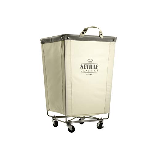 Cream Heavy-Duty Commercial Laundry Hamper with Wheels - 18.1" Diameter