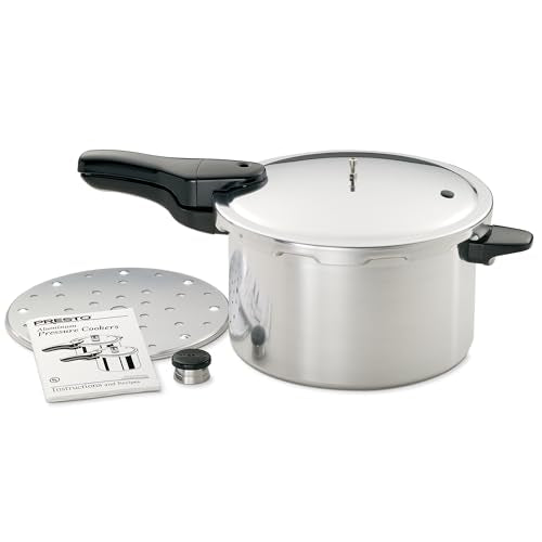 Pressure Cooker 8 Quarts - Aluminum, Fast & Safe Cooking, Includes Rack & Recipe Book