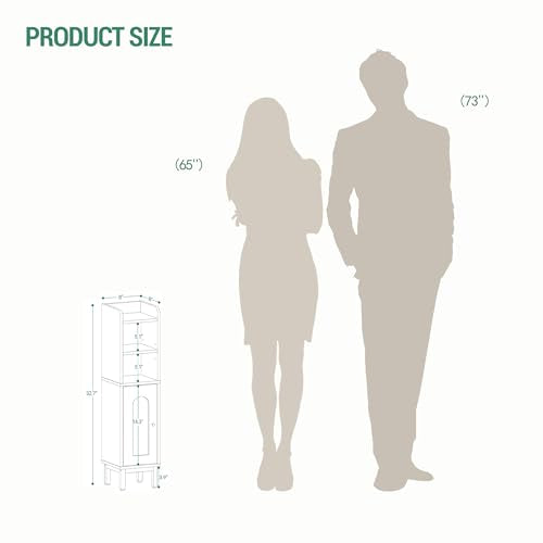 Hzuaneri White Narrow Bathroom Storage Cabinet - Corner Floor Cabinet 7.9"D x 7.9"W x 32.7"H