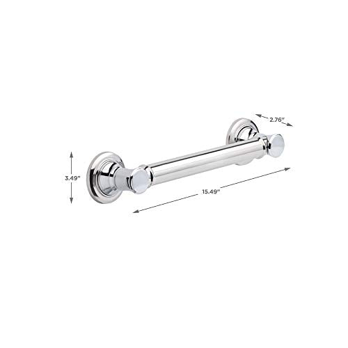12-Inch Traditional Shower Grab Bar - Chrome, Supports 450 lbs, Concealed Mount
