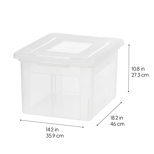 IRIS USA 4-Pack 35 Qt Clear File Storage Boxes for Letter & Legal Files