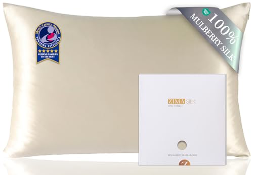 Mulberry Silk Pillowcase for Hair & Skin - 20x26 Beige, 6A Grade, Hidden Zipper