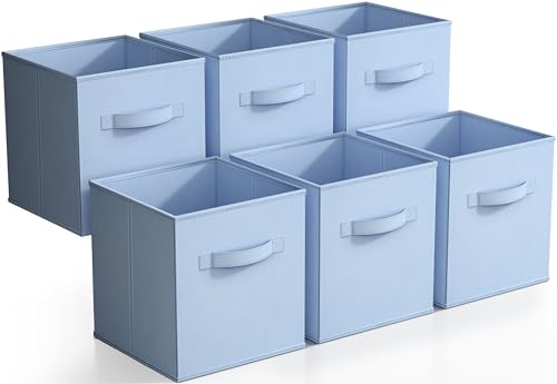 Sorbus Pastel Blue Fabric Storage Cubes 6-Pack 11 Inch Foldable Bins for Organization
