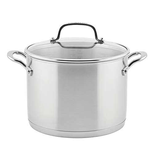 8-Quart Stainless Steel Stock Pot with Lid - Induction Compatible, Silver