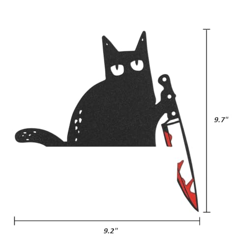 Cat Door Topper Decoration Decor Black Cat Lover Gifts for Women Funny Halloween Christmas Furniture with Knife
