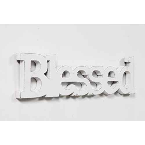 Farmhouse Wood Blessed Sign for Table 15", Hanging Distressed White Wall Decoration, Rustic Blessed Signs for Home Decor, Thanksgiving Christmas Signs Decor for Living Room