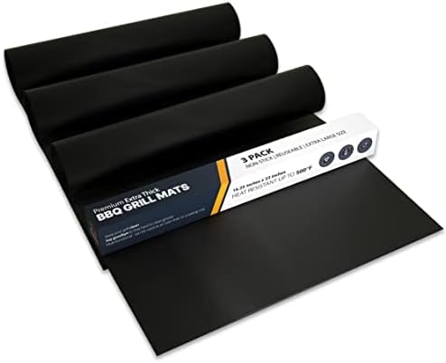 Linda's Essentials Extra Large Grill Mats - Reusable, Non-Stick Heat-Resistant BBQ Mats (3 Pack)