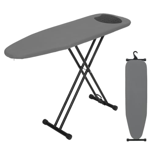 Full Size Ironing Board 54x14 Inches with Adjustable Height & Heat-Reflective Padding - Gray, Space-Saving Design
