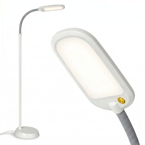 Brightech Litespan LED Floor Lamp with Dimmer & Adjustable Neck - Alpine White