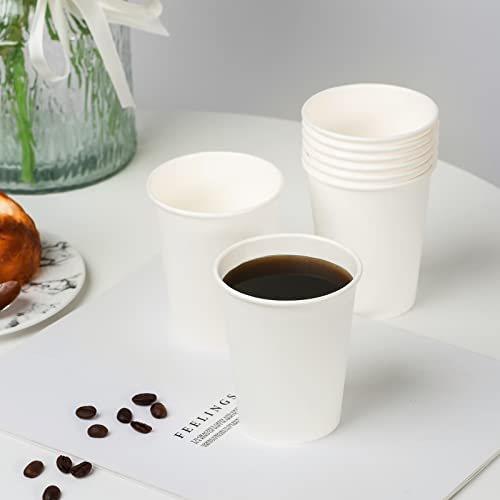 8 Oz Disposable Paper Coffee Cups - White, 1000 Pack, Suitable for Hot & Cold Drinks