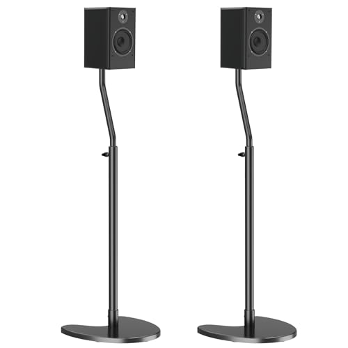 Mounting Dream Adjustable Speaker Stands - 4.7 x 7.9 Inch Floor Stands for Speakers, Supports Up to 11lbs, Cable Management