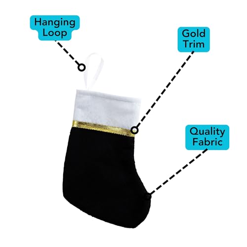 Iconikal Black Mini Christmas Stockings 7.5 Inch 24 Pack Holiday Decor