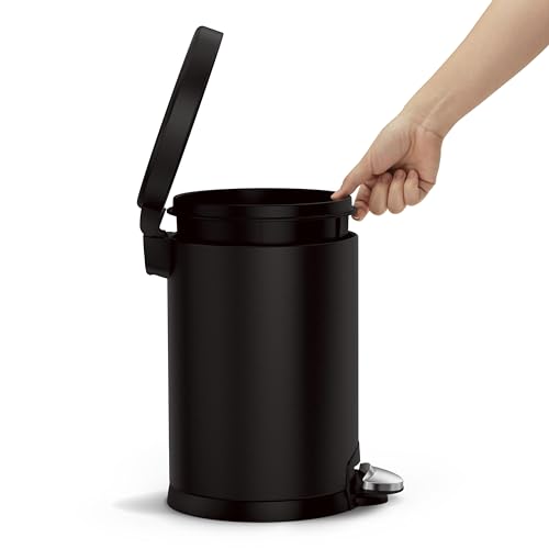 simplehuman 4.5L Matte Black Round Step Trash Can with Silent Close Lid