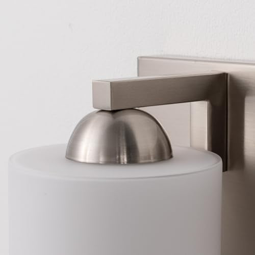 Mirrea 3-Light Brushed Nickel Bathroom Vanity Light with White Glass Shades - Variation of Brushed Nickel / 3-Light