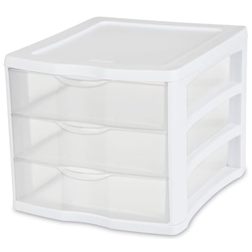 Sterilite Wide 3-Drawer Storage Unit for Bedroom and Dresser, 4-Pack