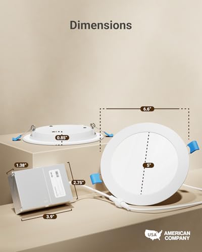 Sunco 6-Inch Canless Ultra-Slim LED Recessed Light - Dimmable 14W-100W, 6K Variation