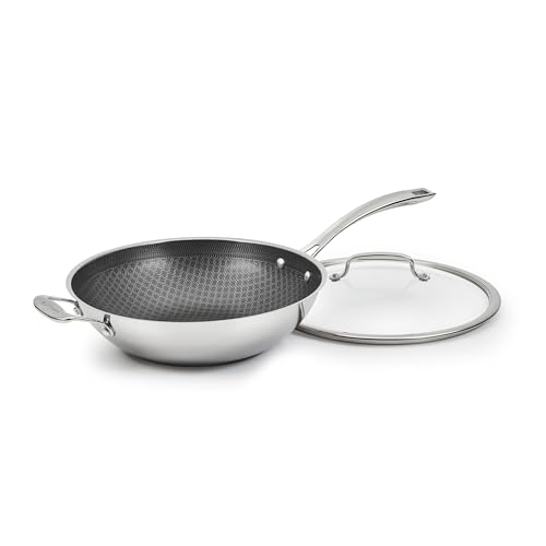 Cuisinart FusionPlus 12-Inch Hybrid Stainless Steel & Ceramic Wok Pan with Lid
